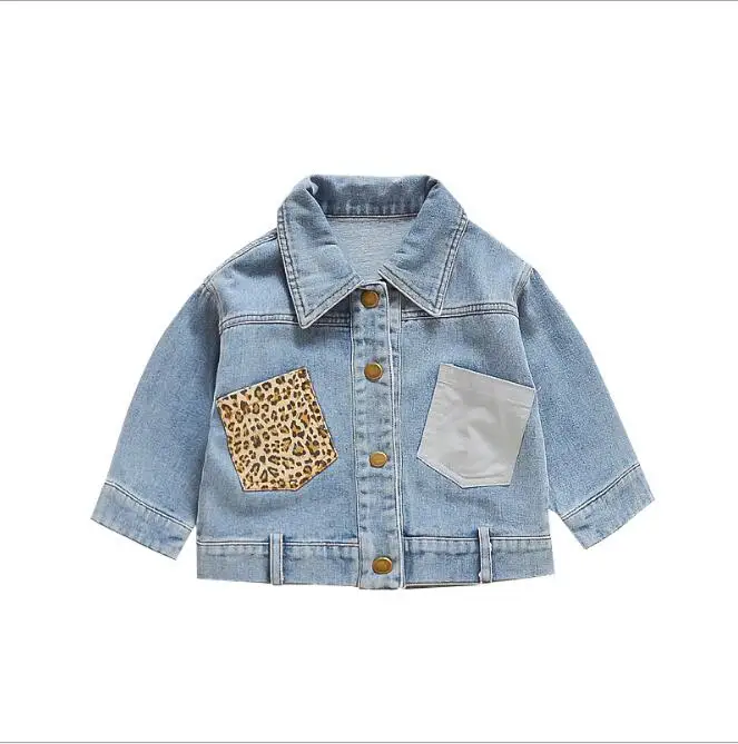Girls Jackets 2019 Girl Spring Fashion New Leopard Pocket Denim Coats Top&ampoutwear Clothes Children Clothing 12M-5Y | Детская одежда