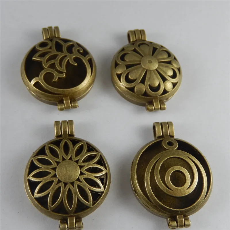 4pcs Antique Bronze Unisex Pendant Necklace Fragrance Essential Oil Diffuser Women Lover Gift 4 Styles Jewelry Accessary|pendant necklace|essential