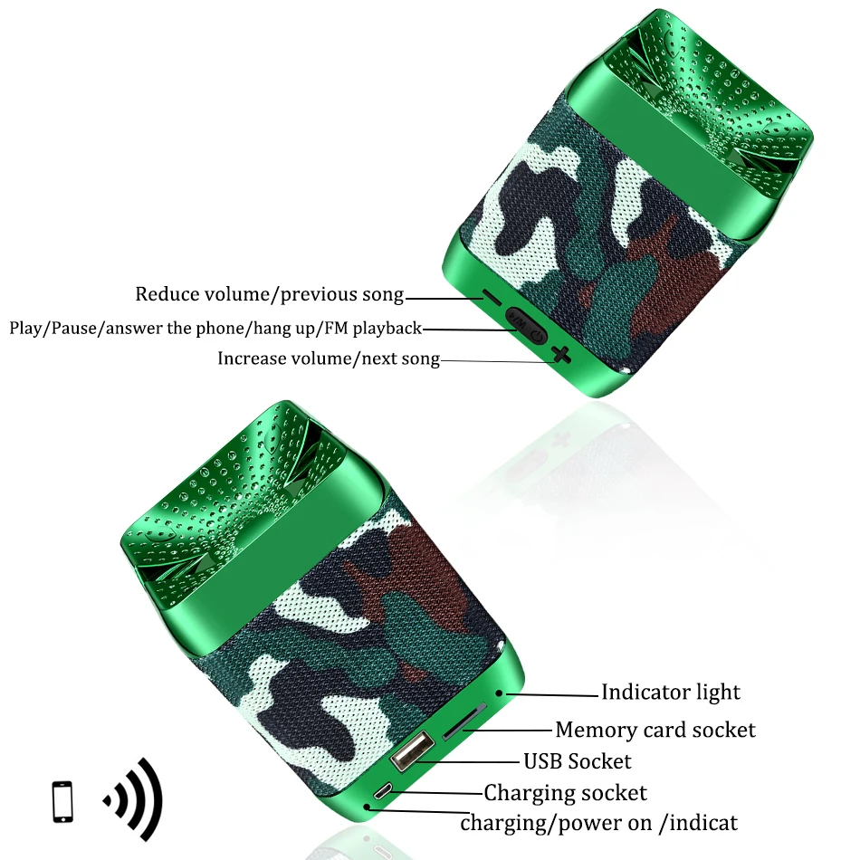 Мини Портативная bluetooth колонка Беспроводная с басами стереозвуком сабвуфером FM