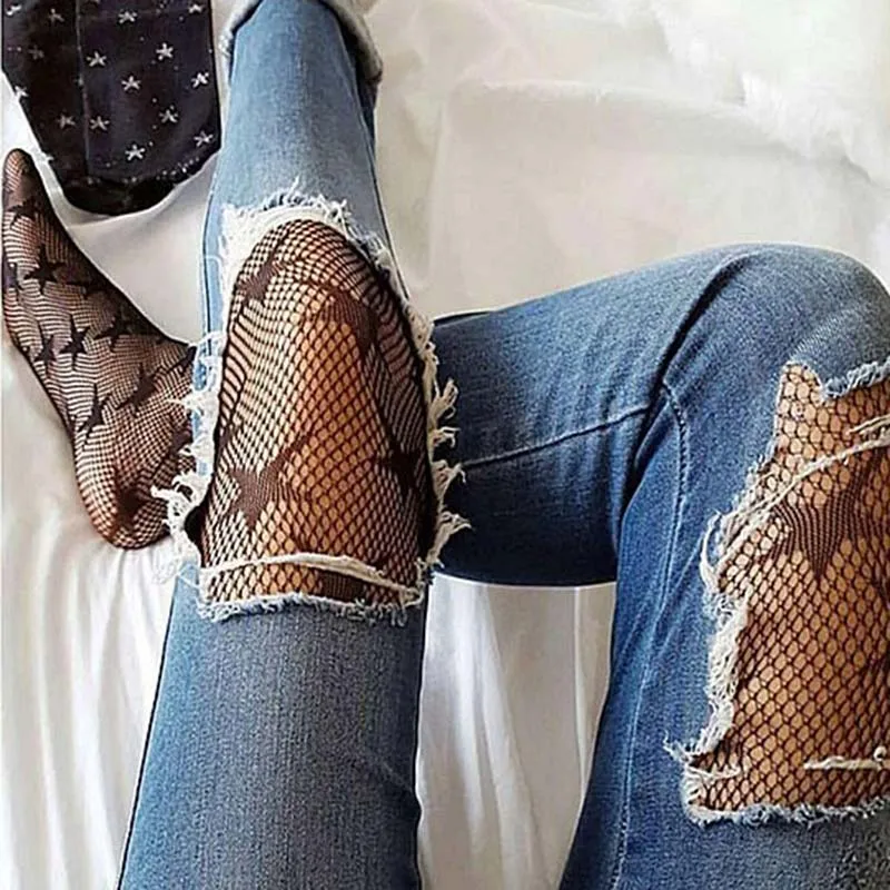 Новинка 2019 Женская Клубная одежда колготки со звездами сетчатые|fishnet stockings|stockings