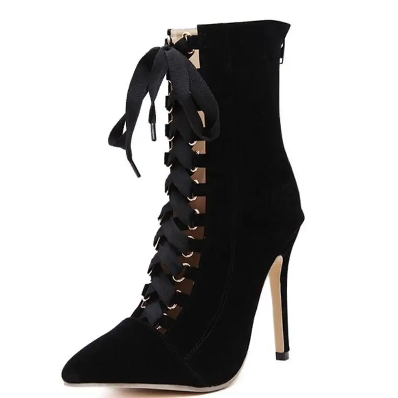 High Quality Gladiator Heels Women Pumps Genova Stiletto Sandal Booties Pointed Toe Strappy Lace Up Shoes Woman Boots | Обувь