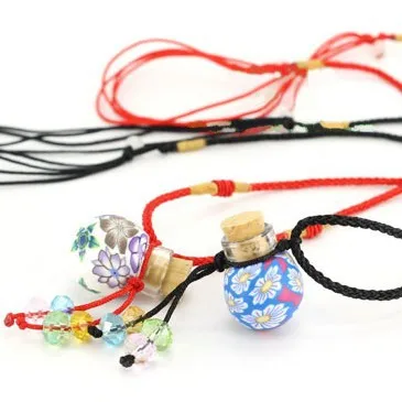 Креативный мини флакон для духов из глины Fimo с хрустальными бусинами кулон