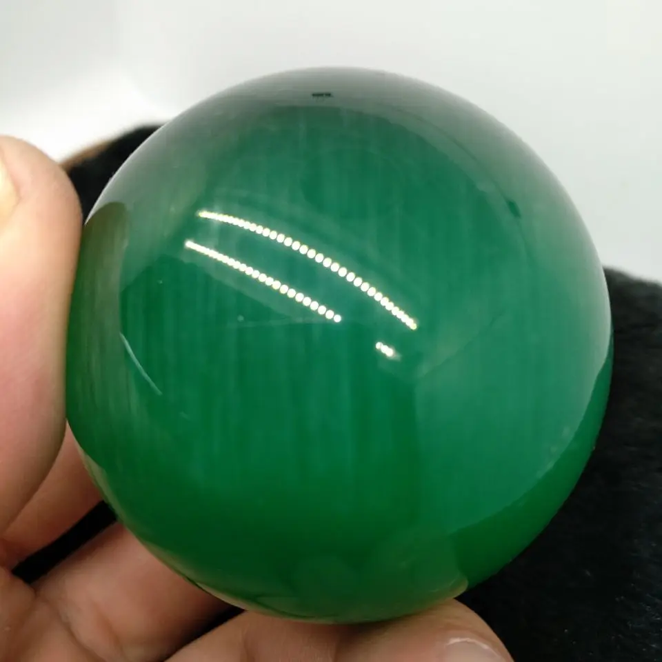 

Rare Natural Quartz green Cat Eye Crystal Healing Ball Sphere 50mm + Stand