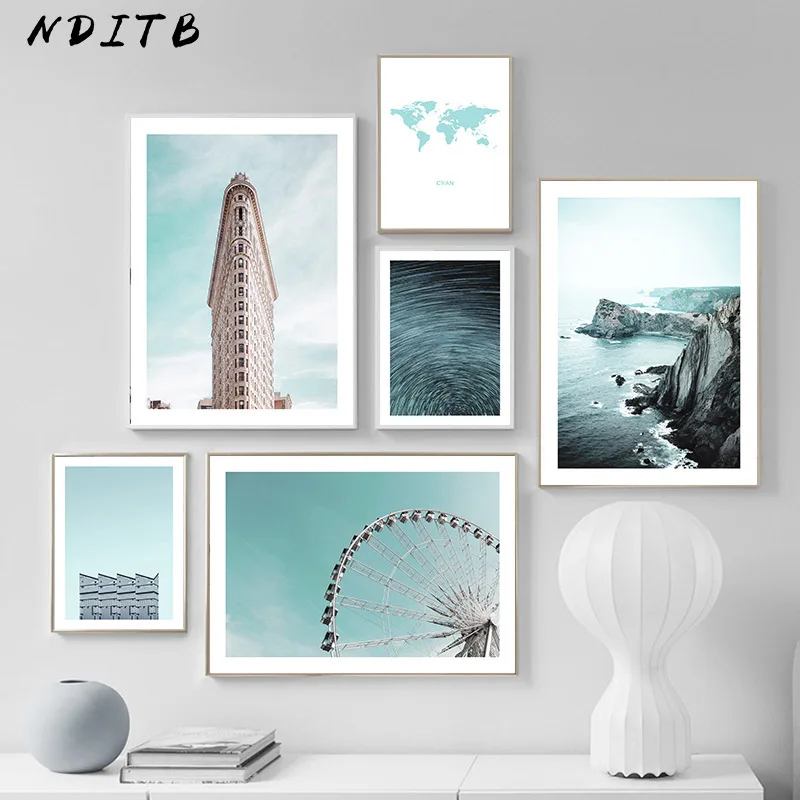 Скандинавский пейзаж картина архитектура постер для строительства холст