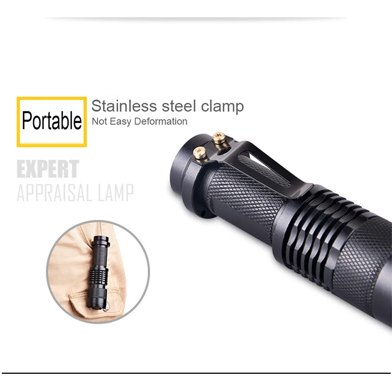 395 Flashlight Ultra Violet Light With Zoom Function Mini UV Black Pet Urine Stains Detector Scorpion Use AA/14500 battery | Освещение