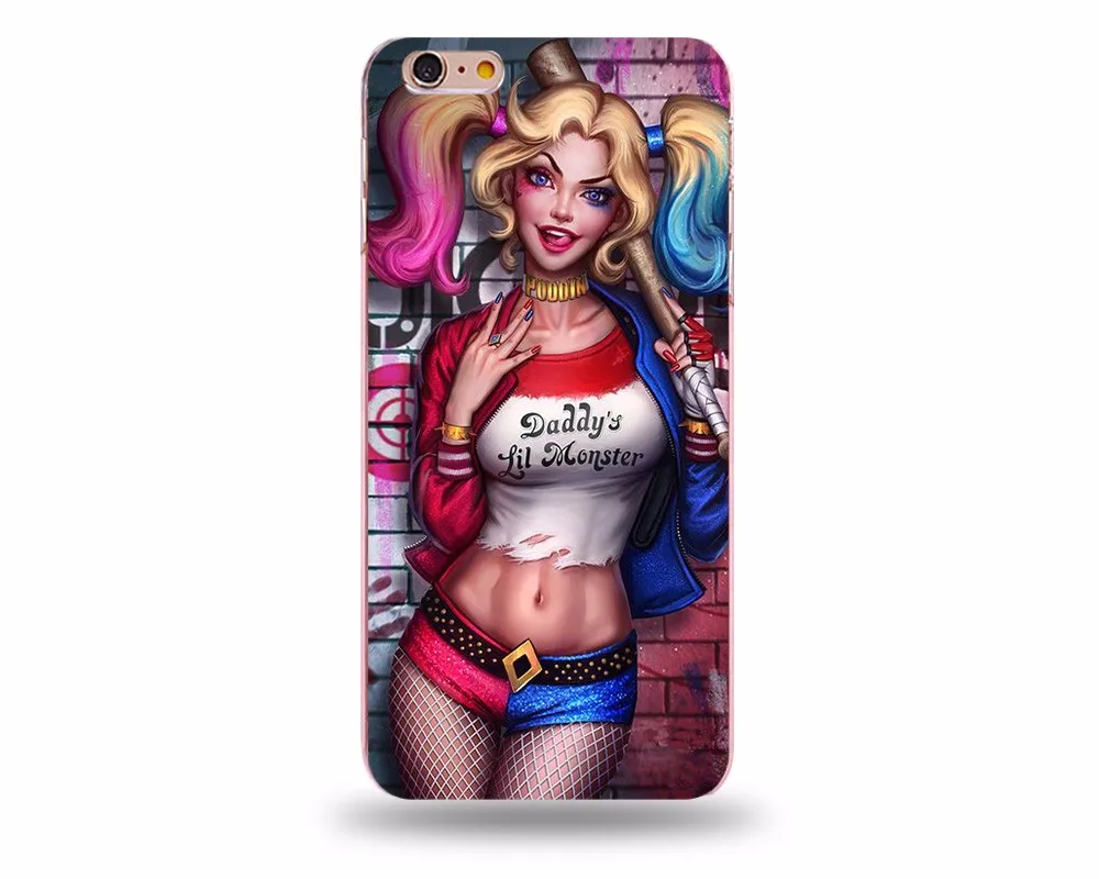 IMIDO 2017 Harley Quinn Cover For Iphone 7 6s Case Transparent Hard PC Coque Phone Bag 5s Plus Fundas |