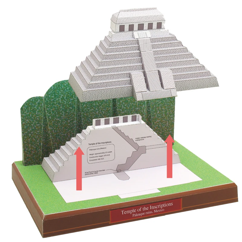 Храм надписей Мексика Ремесло Бумажная модель 3D архитектурное здание DIY
