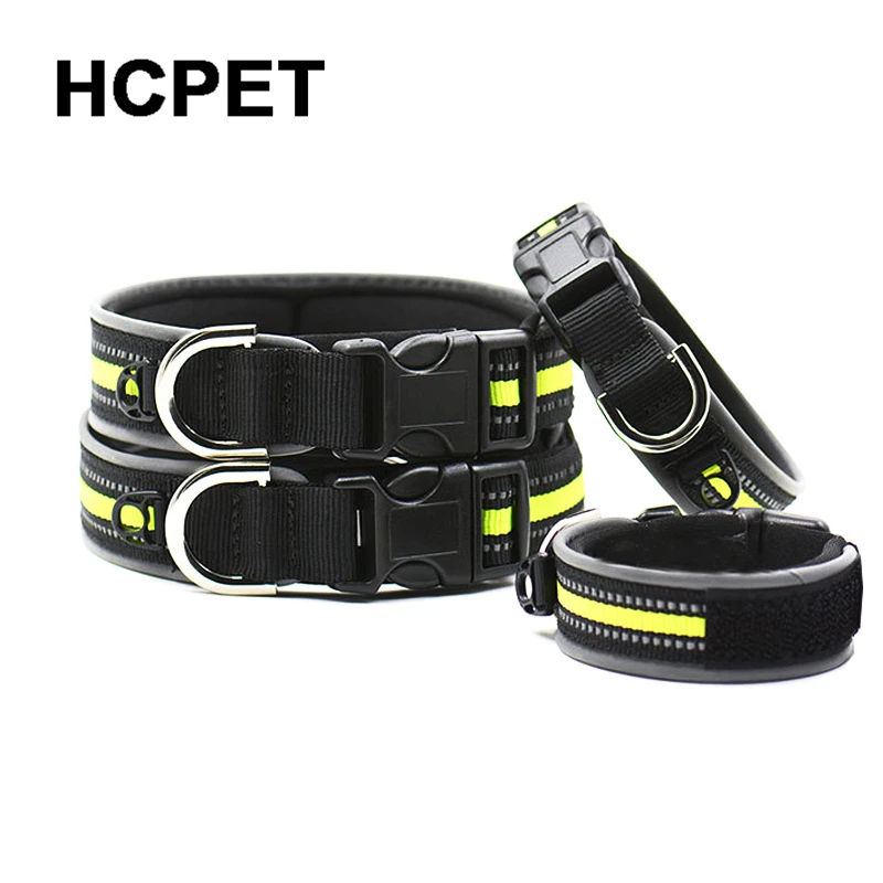 Hcpet Регулируемая Собака Воротники сетки проложенные Светоотражающие воротник