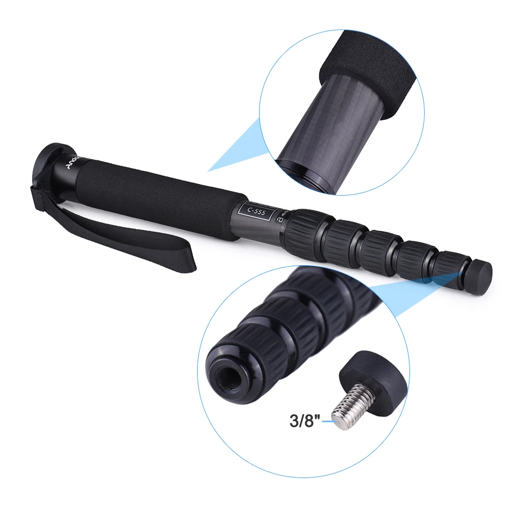 Штатив Andoer C 555 155 см/фута для камеры из углеродного волокна макс. нагрузка 10 кг/22