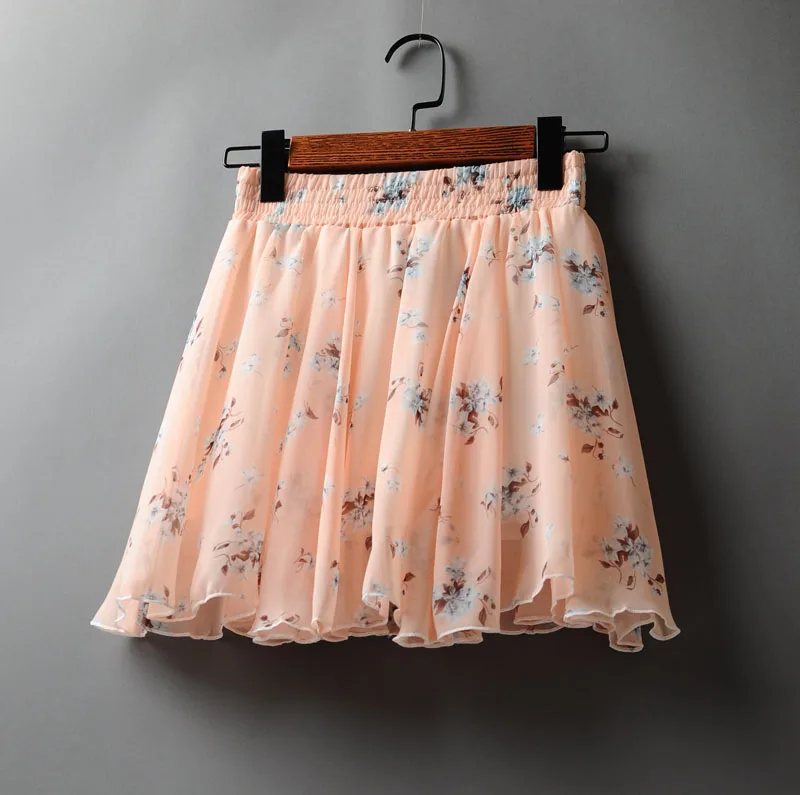 23 Новая женская летняя мини юбка Jupe Femme Цветочная плиссированная юбка Boho пляжная шифоновая юбка с высокой талией женские короткие сексуальные юбки C5346 - Цвет: 23