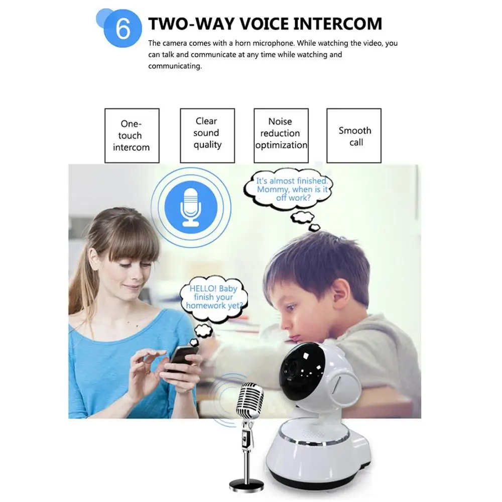 

HD 720P Home Security WiFi IP Camera Portable Mini Two Way Audio Wireless Camera Night Vision CCTV WiFi Camera Baby Monitor
