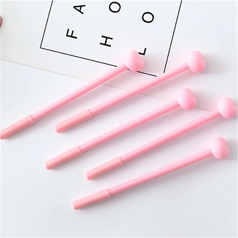 

0.38mm Cute Creative Pink Love Heart Gel Pen Signature Pen Escolar Papelaria School Office Stationery Supply Promotional Gift
