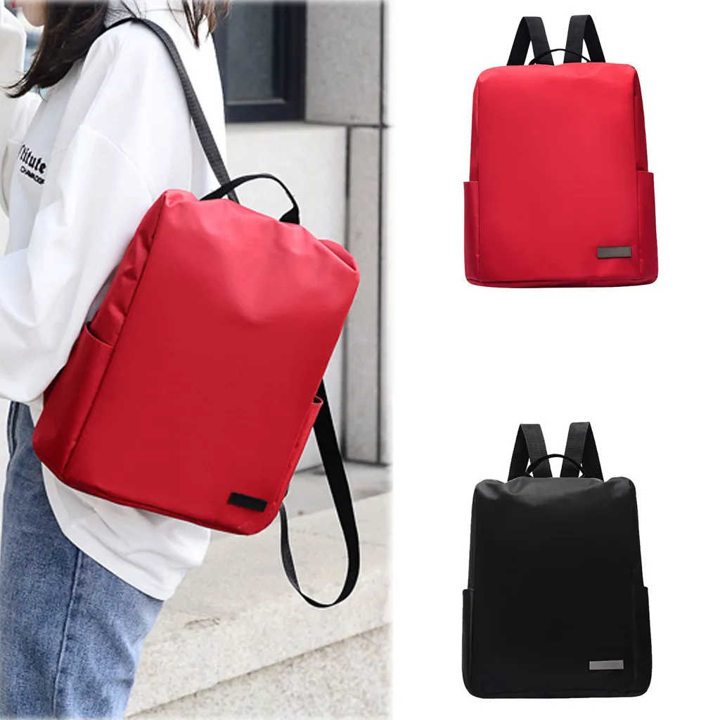 Женский рюкзак Красного цвета mochila feminina escolar adolescente однотонный из ткани Оксфорд с