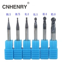 free shipping 6 pcsset r0 5 r0 75 r1 r1 5 r2 r3 real hrc45 for 2 flutes ball nose end mill milling cutter cnc router bits set