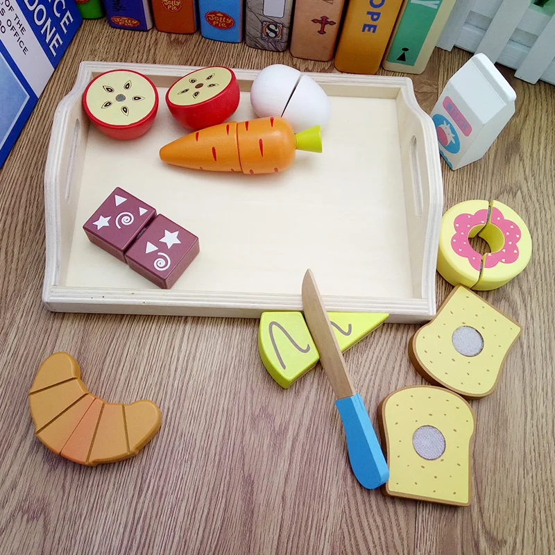 Детский деревянный набор игрушек для кухни вырезания послеобеденного чая