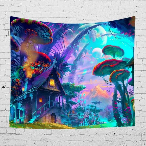 1 Тройной гобелен wonderland muhshroom богемный Настенный Ковер Украшение дома одеяло настенная ткань - Цвет: 1