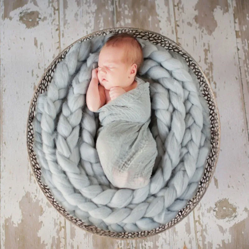 

Newborn Photography Props Blanket Baby Photo Shoot Studio Posing Knit Blanket Basket Filler Fotografia Accessories foto Props