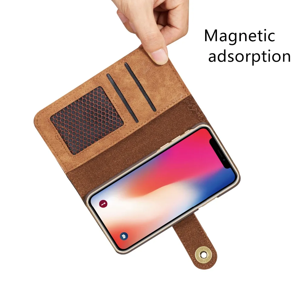 2 в 1 бумажник чехол для iPhone X флип R XS максимальный Роскошный PU кожаный кошелек