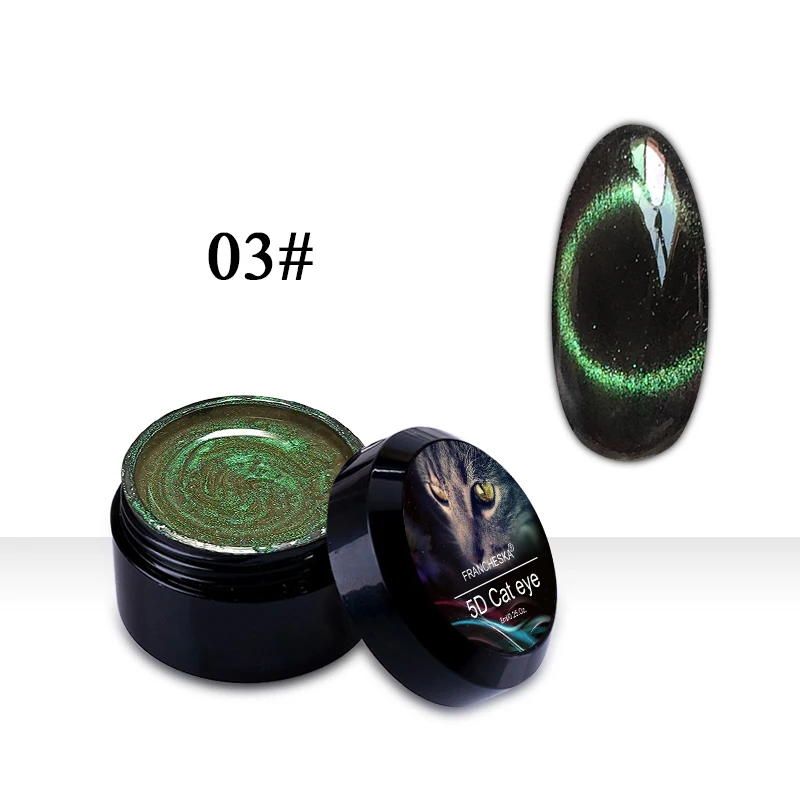 5D cat eye 03 Francheska Гель-лак для ногтей 5D эффект кошачьих глаз УФ-гель для ногтей отмачиваемый 13 цветов магнитный гель Nagels Лаки маникюрный лак - Цвет: 5D cat eye 03