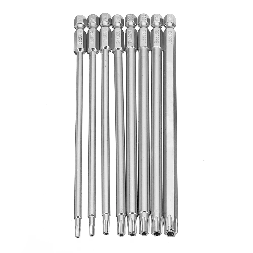 Broppe 8 шт. T9/T10/T15/T20/T25/T27/T30/T40 набор магнитных отверток 150 мм S2 стальные электрические отвертки инструменты