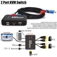 2 port kvm switch usb2 0 hdmi2 0 support u diskkey press switchled switch channelmousekeyboard control multiple pc computer