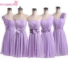 Светильник-фиолетовое вечернее платье сиреневое ТРАПЕЦИЕВИДНОЕ шифоновое платье подружки невесты элегантное короткое платье большого размера для свадебной вечеринки до колена B1951