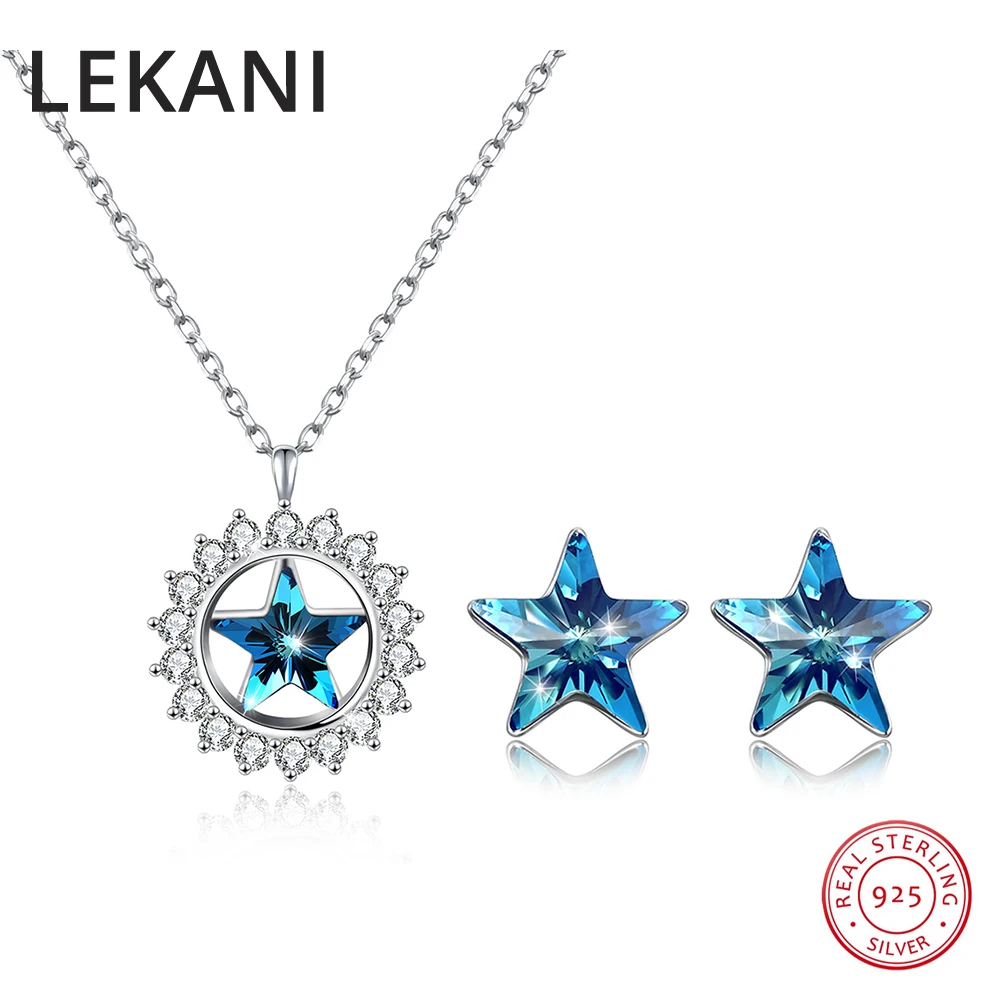 LEKANI кристаллы от Swarovski романтические синие звезды ювелирные наборы для женщин