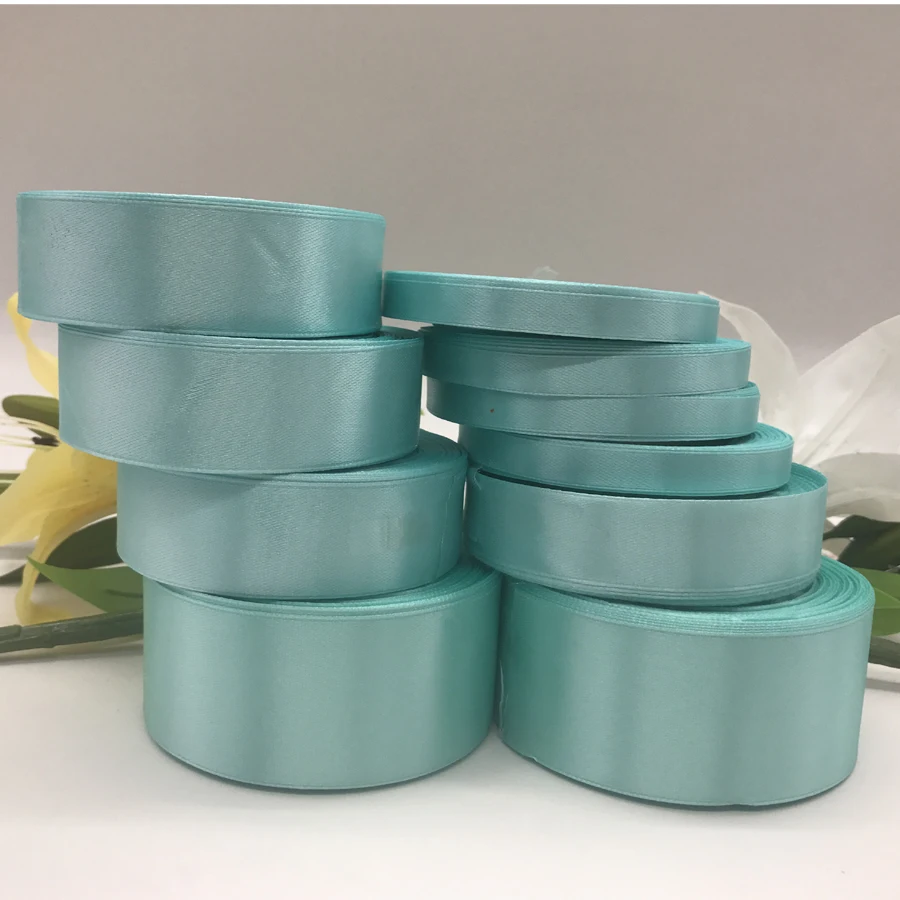 Шелковые атласные ленты Tiffany Blue 25 ярдов 22 метра для рукоделия украшения свадебной