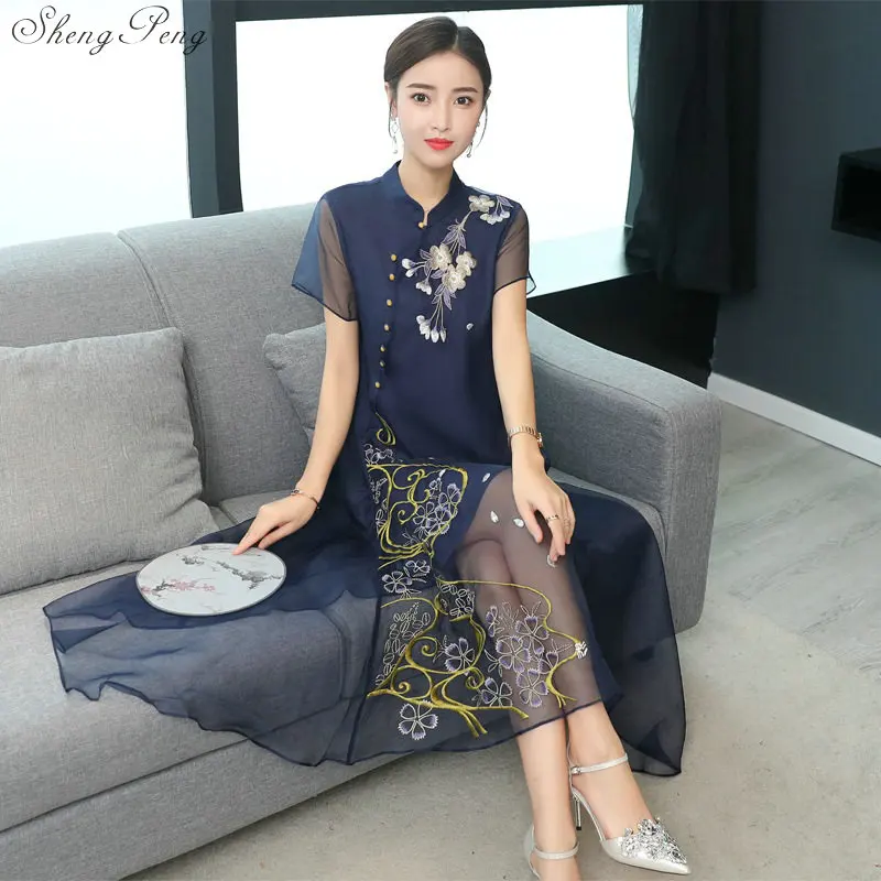 Женское длинное платье Qipao китайские традиционные платья размера плюс винтажное