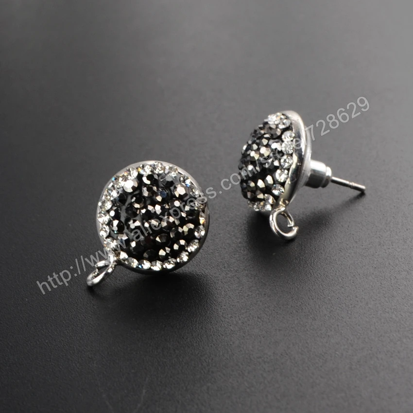 Wholesale14mm Черный Граненый Белый Стразы Micro Diamate Цирконами Мощеные Серьги CZ Мода