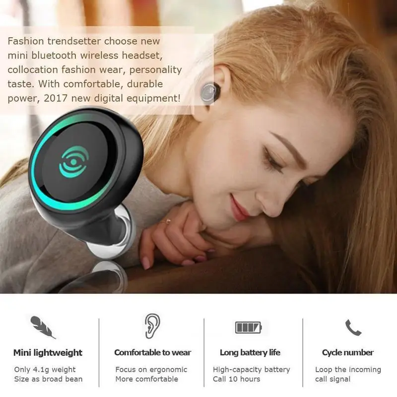 Микро гарнитура с микрофоном Bluetooth V4.1 Скрытая Невидимый вкладыши Беспроводной