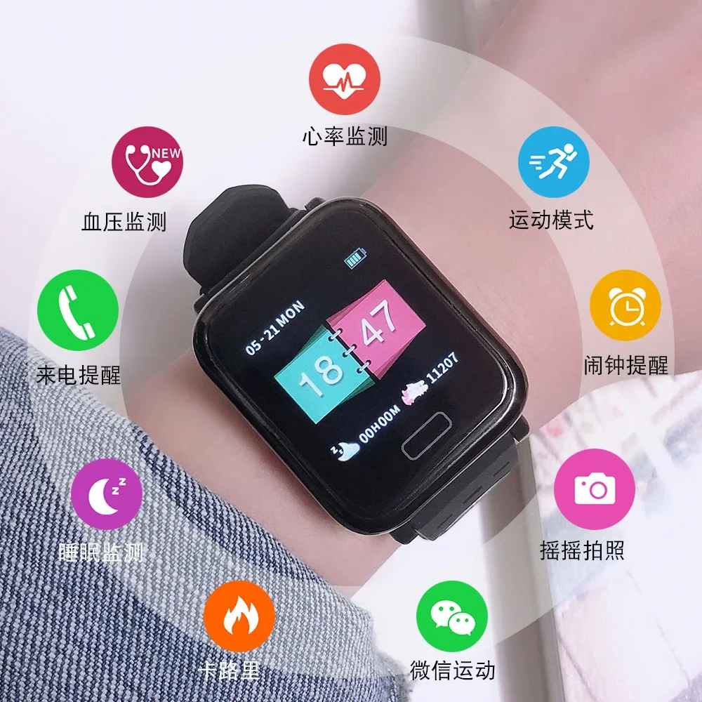 Водонепроницаемый Smart Часы Bluetooth монитор сердечного ритма крови Давление Фитнес