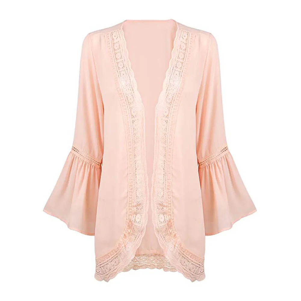 Кардиган женский 2018 Кружевной Топ с длинным рукавом для женщин летнее