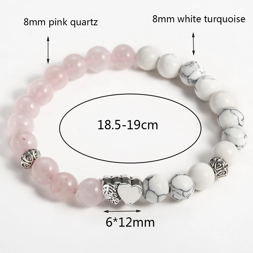 Талисман Двойное сердце девушка дизайн Howlite и розовый кварц каменная бусина