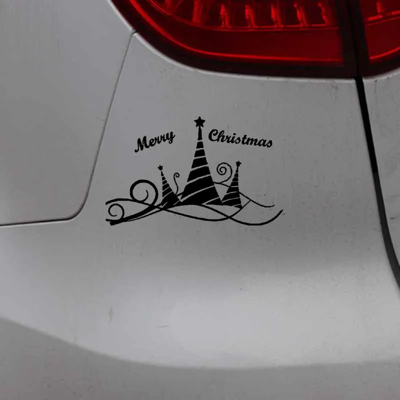 

YJZT 18.8CM*11.4CM Car Sticker Creative Christmas Congratulations Design Vinyl Decal Merry Chirstmas Black/Silver C23-0125