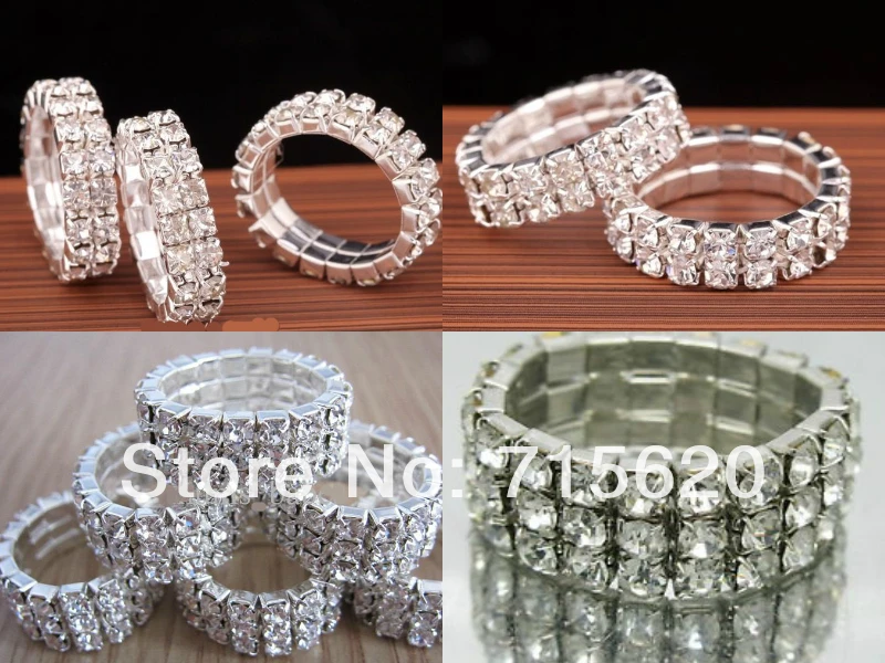 Женские Эластичные обручальные кольца с кристаллами 10 шт. 2/3 ряда оптовая продажа