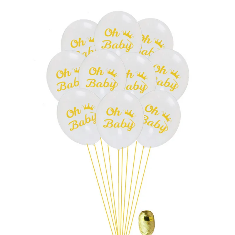 12-дюймовые шары с конфетти Oh Baby рисунком белые золотые латексные оформление