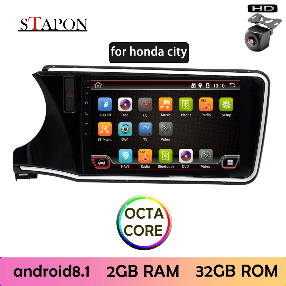 STAPON 10 дюймов для honda city 2014 2019 Автомобильный DVD Android 8 1 Восьмиядерный навигатор 2 Гб