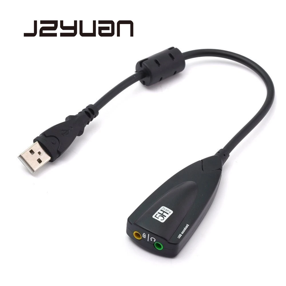 JZYuan 5HV2 Внешняя USB 2 0 Звуковая карта 7 1 канальный адаптер в 3D Виртуальная Аудио