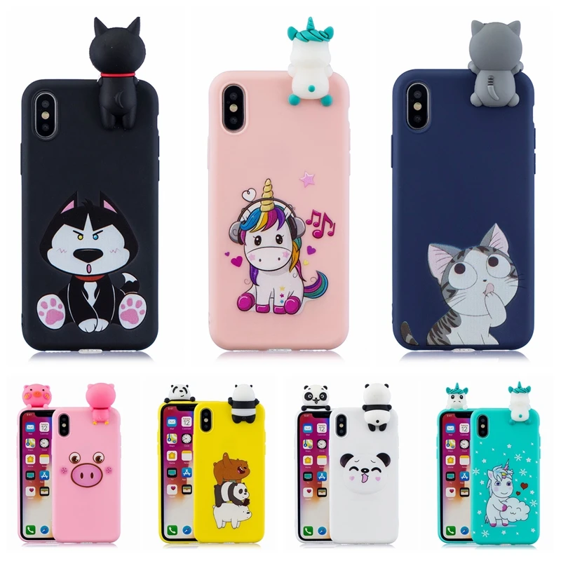 3D Kawaii Case for Coque iPhone XR 5 5S SE Etui Soft Silicone Cover on Funda 6 6S 7 8 Plus X XS Max |