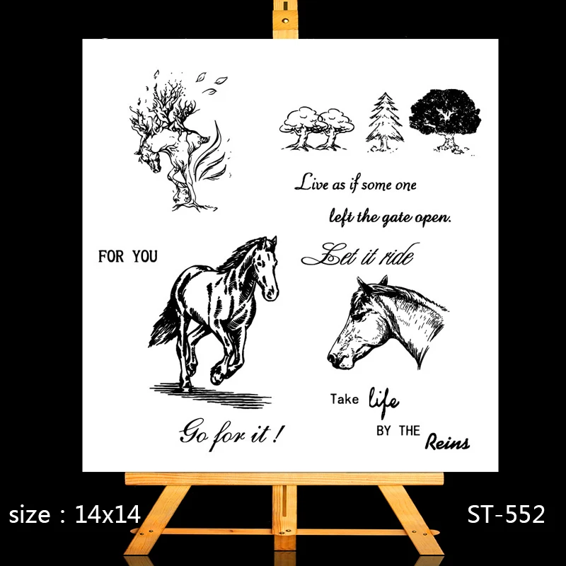 

ZhuoAng Steed Clear Stamps/Card Making Holiday decorations For scrapbooking Transparent stamps 14*14cm