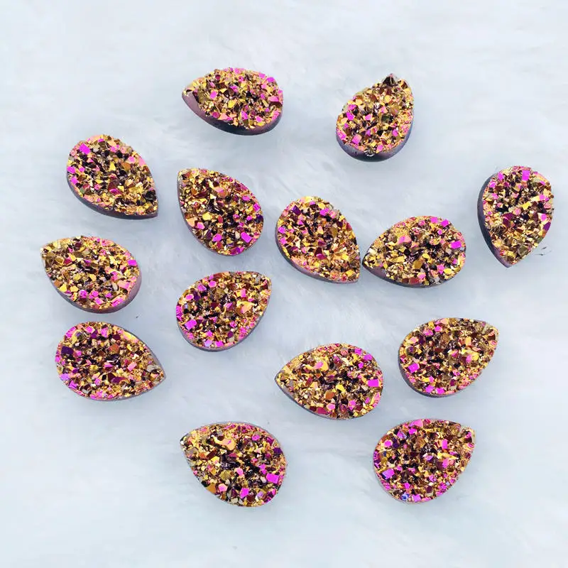 Glitter Rose Gold DIY Rhinestone buttons Water Drop 10*14mm Ore AB Resin Crystals Stones 50pcs/lot S33|Стразы| |