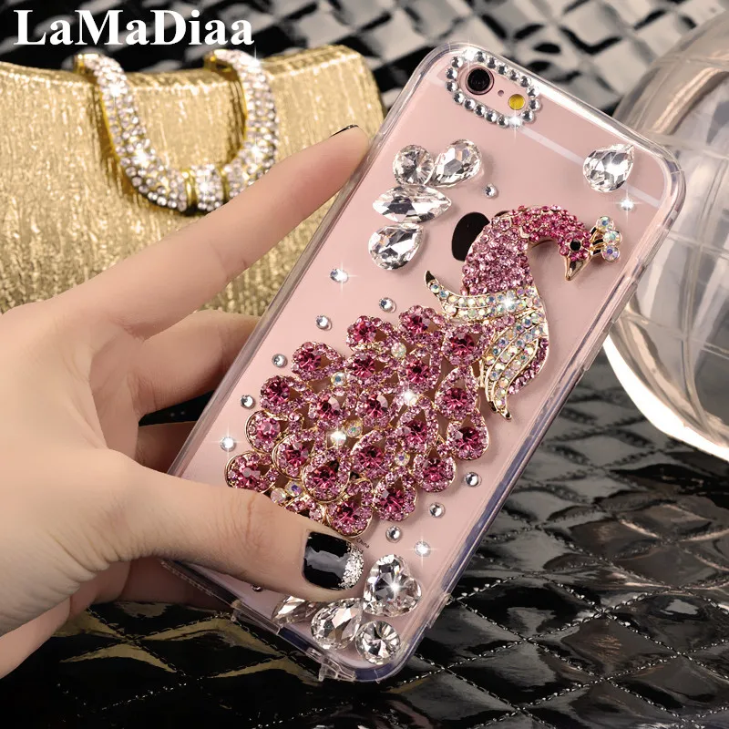 LaMaDiaa чехлы для телефонов Huawei P8 P9 P10 P20 P30 PLUS LiTE Mate10 20 Pro Lite роскошный Алмазный Павлин