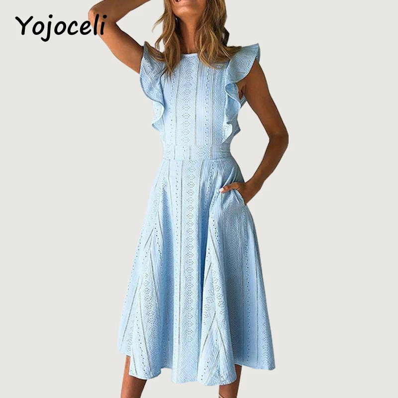 Женское кружевное платье Yojoceli элегантное миди с вышивкой вечерние платья