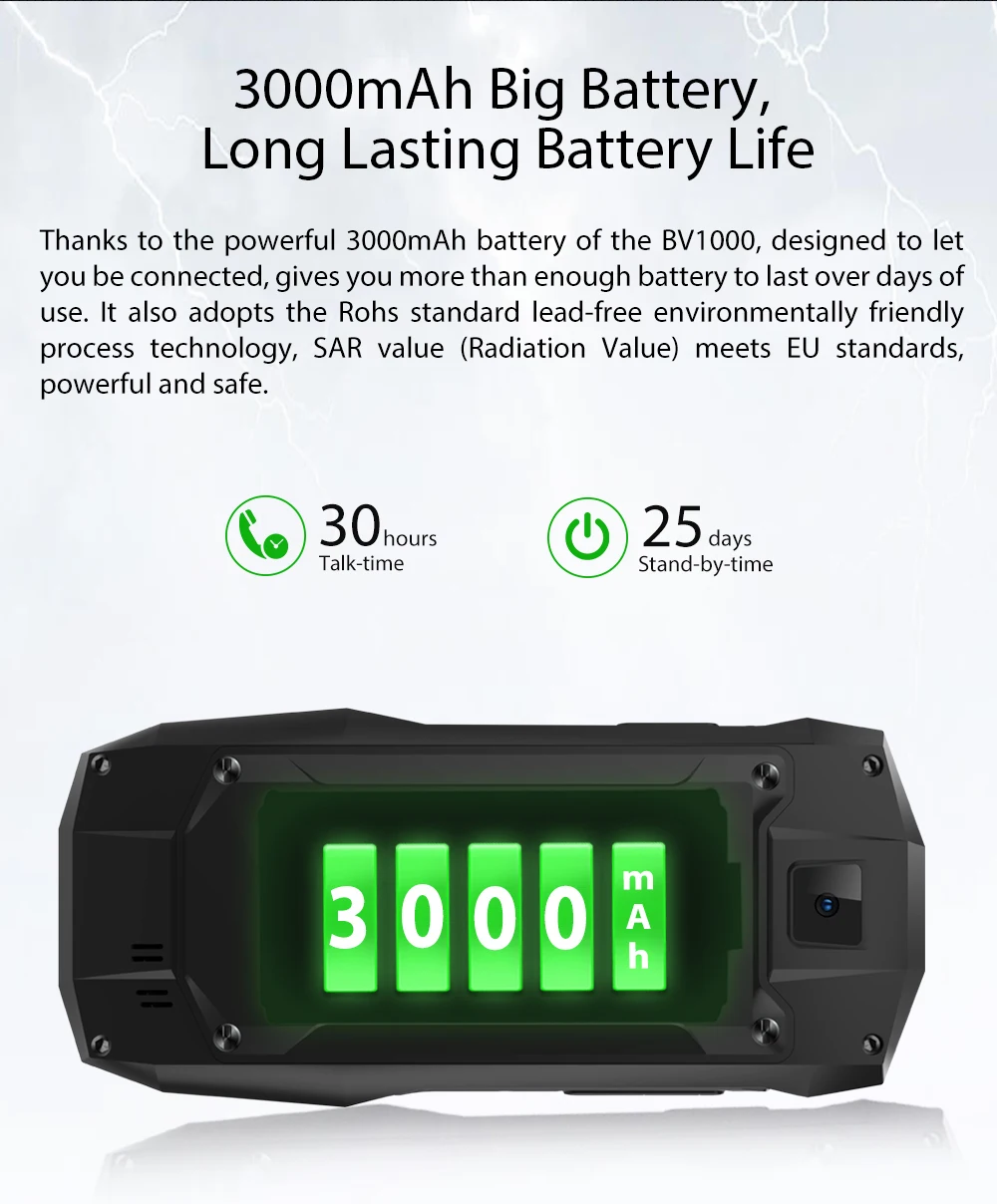 Blackview BV1000 IP68 Водонепроницаемый противоударный MTK6261D Беспроводной FM радио 3000 mAh 0.3MP