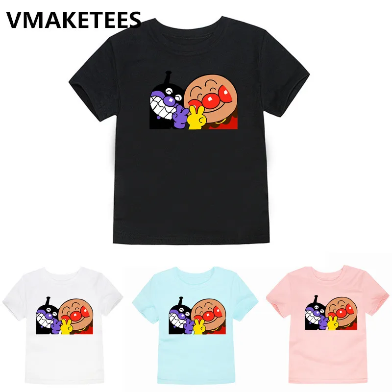 Anpanman/футболка для мальчиков и девочек с мультяшным принтом детская одежда Baikinman