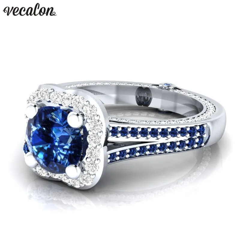 Винтажное кольцо для влюбленных Vecalon обручальное с белым золотом и фианитом
