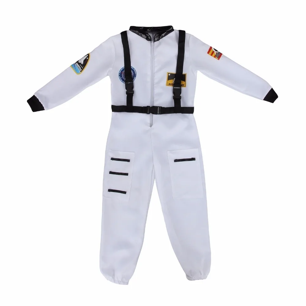 Child Kids Astronaut Costume Spaceman Fancy Dress Outfit Uniform Halloween Cosplay Spacesuit(White M 5-10 years) | Тематическая