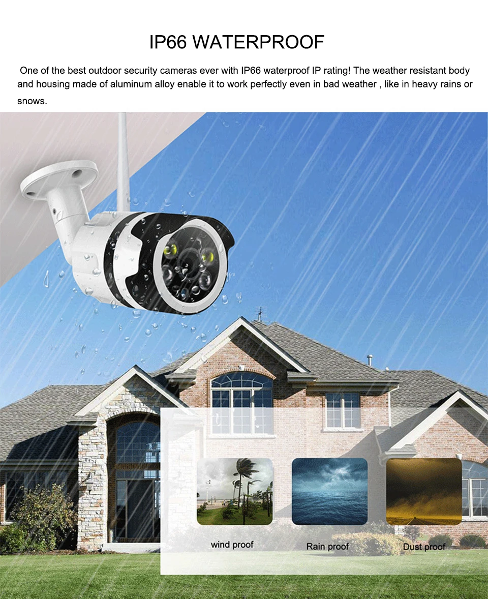 Bullet IP камера Wifi 1080P 720P ONVIF Беспроводная P2P наружная со слотом для карт MiscroSD Max 64G
