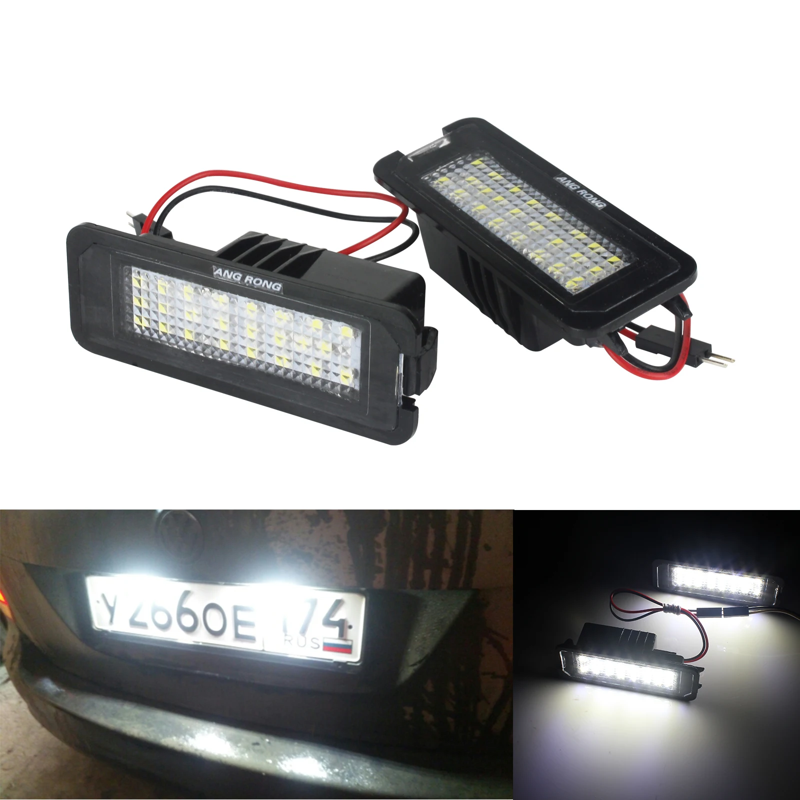 ANGRONG 2 шт. 24SMD Canbus светодиодный номерной знак освещение без ошибок для VW New Beetle CC